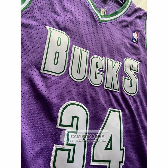 Camiseta Milwaukee Bucks Ray Allen NO 34 Mitchell & Ness 2001-02 Violeta